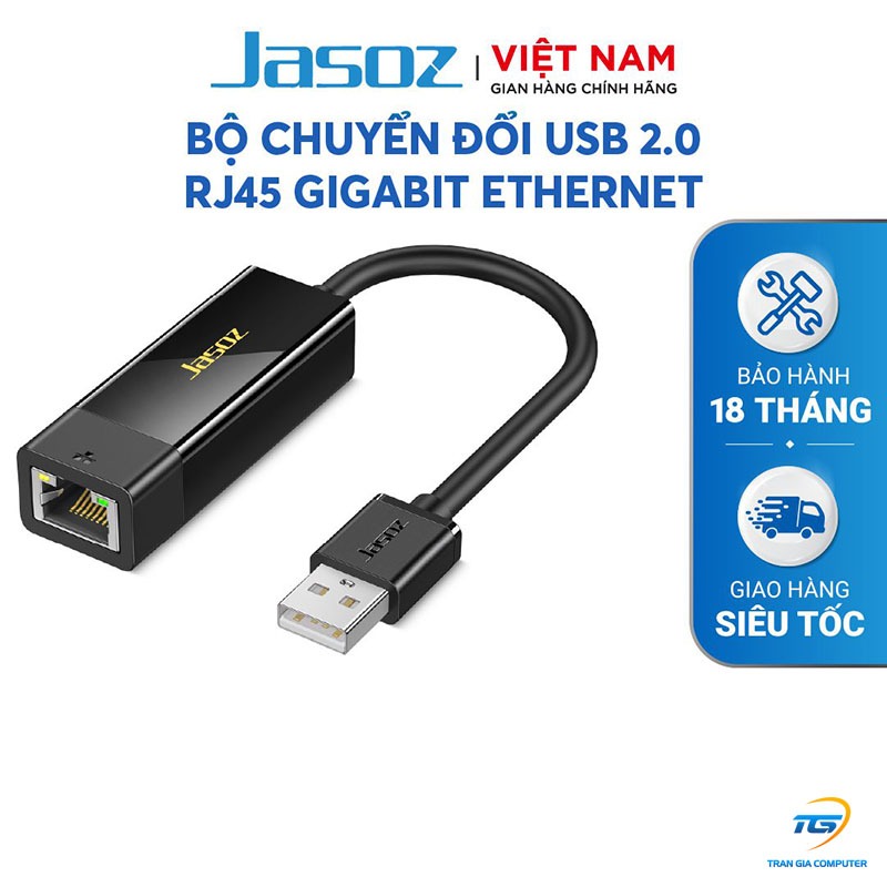 Dây chuyển đổi USB 2.0 sang Lan RJ45 100Mbps dài 20cm màu đen JASOZ T-F107