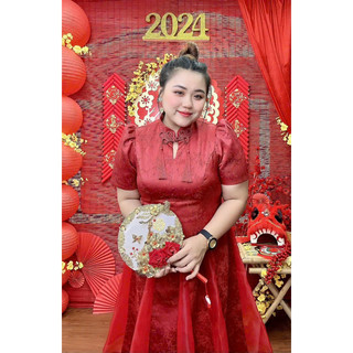 Áo dài gấm trung hoa cách tân bigsize yến ngọc