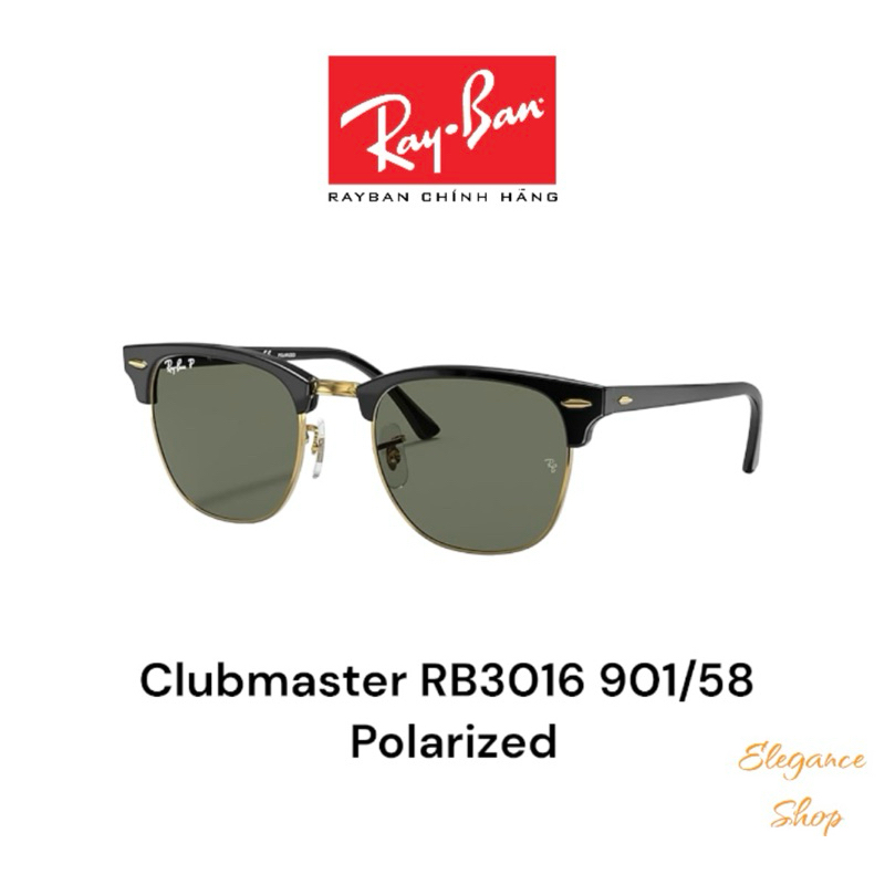 Kính mát chính hãng RayBan Clubmaster RB3016 901/58 Polarized chống tia UV, kính râm RayBan ELEGANCE Shop
