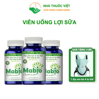 Mabio lợi sữa dành cho các mẹ sau sinh bị mất sữa ít sữa combo 3 hộp lợi sữa mabio tặng 1 địu em bé nhà thuốc việt