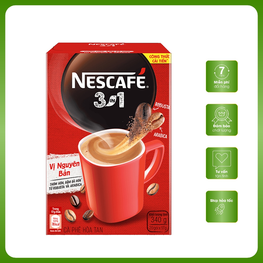HỘP NESCAFE 3IN1 ĐỎ (18GÓI *16g) CÀ PHÊ SỮA