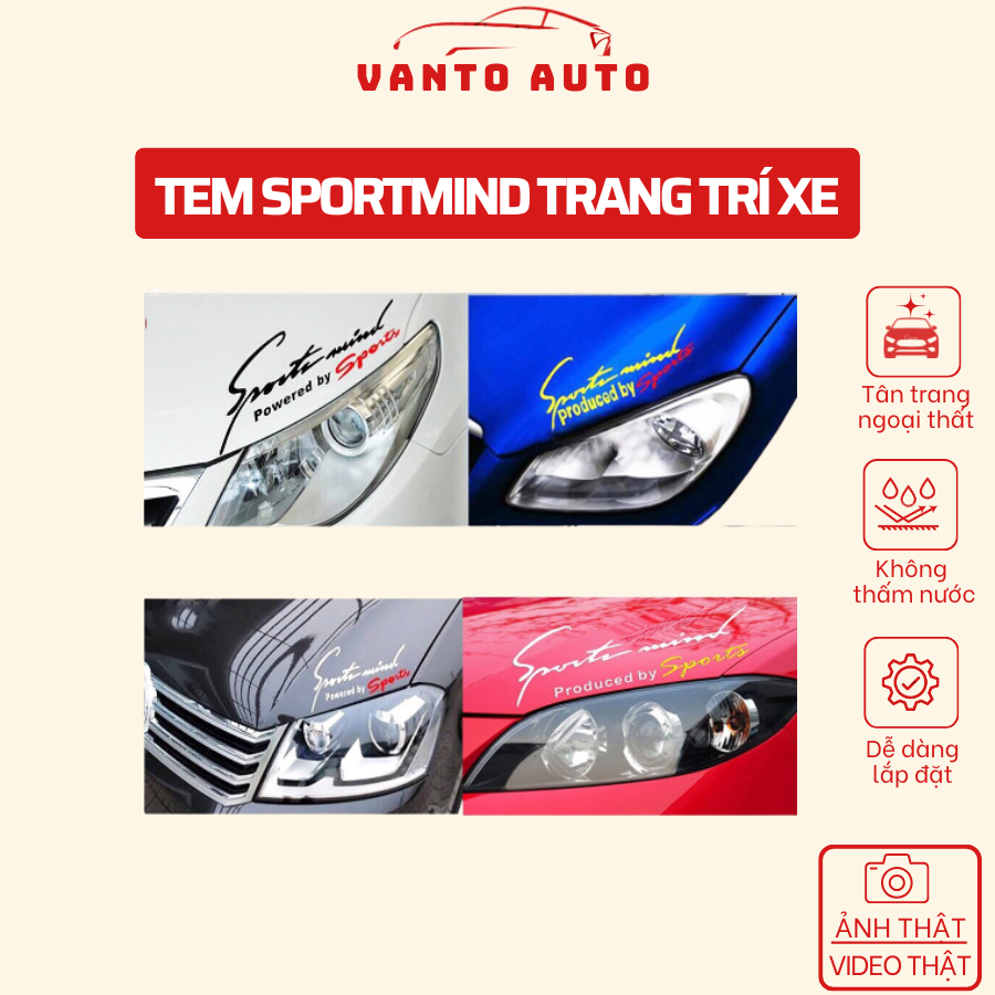 Tem Sport Mind Dán Nắp Capo Ô Tô