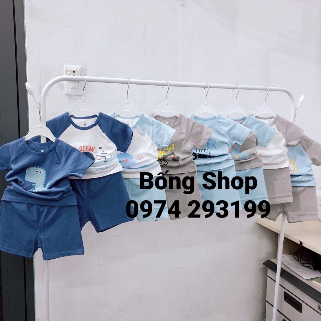 Lullaby 2024 bộ quần áo cộc tay mùa hè cổ tròn chui đầu cúc vai cho bé trai vải cotton mỏng thấm hút mồ hôi 12m-5y