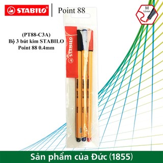 Bộ 3 bút kim stabilo point 88 0.4mm