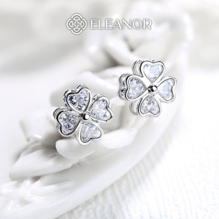  Bông tai nữ chuôi bạc 925 Eleanor Accessories hình cỏ 4 lá phụ kiện trang sức khuyên tai 6225 