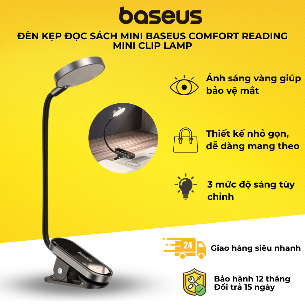 Đèn đọc sách chuyên dụng tích hợp pin sạc Baseus Led Clip usb