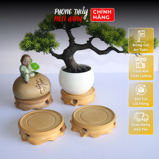 Đôn gỗ tròn để kê chậu bonsai mini,tượng gốm - Đế kê tượng phật, đế kê tượng