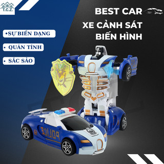 Xe cảnh sát biến hình, xe ô tô đồ chơi cảnh sát dành cho bé yêu. Xe cảnh sát có thể biến hình robot, xe chạy quán tính.