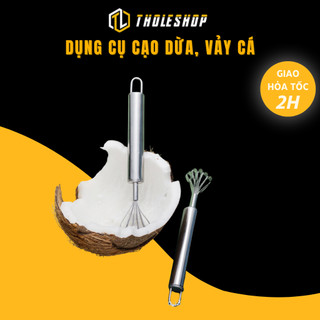 Dụng Cụ Nạo Dừa, Đánh Vảy Cá Đa Năng 2in1 Siêu Tốc 5 Rãnh Tròn, Inox 304 Tholeshop 3176