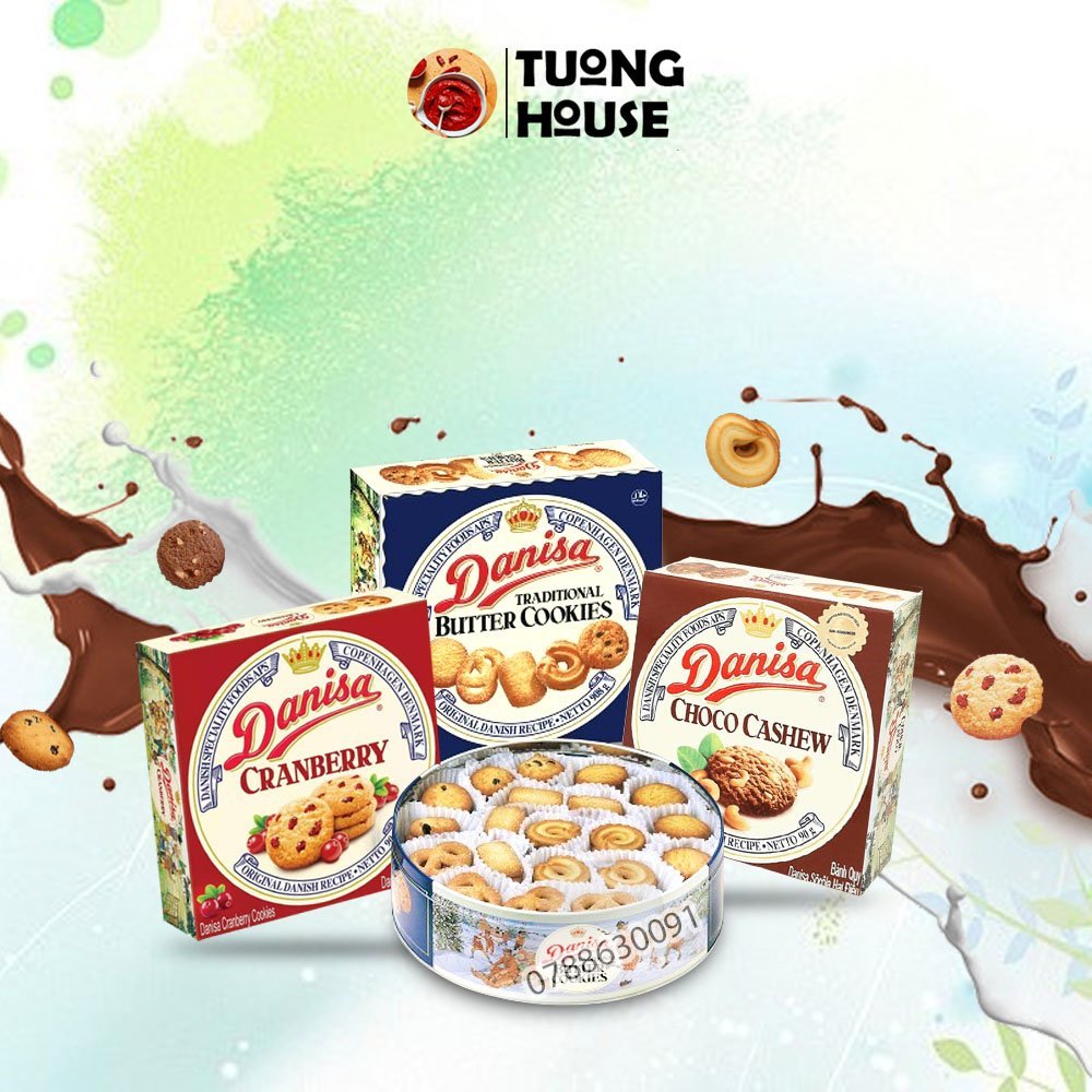 Bánh Quy Danisa Mini hộp giấy 90g Nam Việt Quất/Socola Hạt Điều