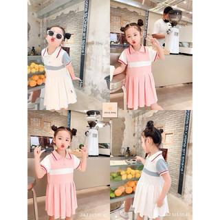 Đầm Polo chất Lascote Jam&Jenny bé gái phối xếp ly siêu đẹp