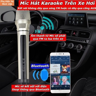 Micro hát karaoke trên ô tô qua sóng fm cổng aux - bộ khuếch đại âm thanh tích hợp karaoke hát trên màn androi cao cấp