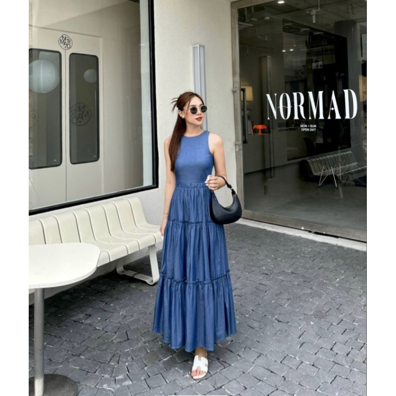CASON - Đầm yếm jean Elena