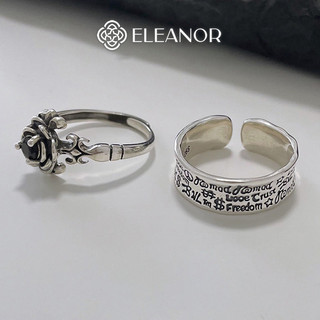 Nhẫn bạc nữ Eleanor Accessories mặt hình hoa mặt chữ phụ kiện trang sức 4694