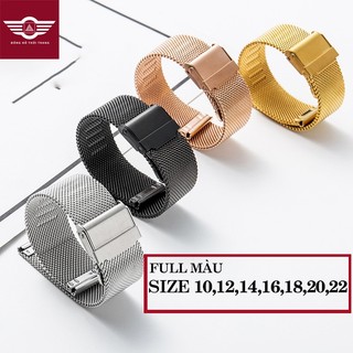 DÂY ĐÔNG HỒ THÉP LƯỚI KHÔNG GỈ CAO CẤP + TẶNG CHỐT đủ size 12 13 14 15 16 17 18 19 20 21 22 mm