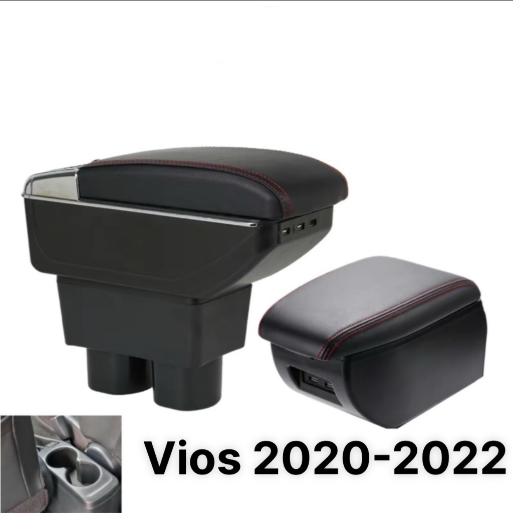 Hộp tỳ tay ô tô xe Toyota Vios cao cấp đời 2020-2022 (mẫu 2 chân cốc ) chuẩn 100% - có nhiều cổng us