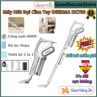 Máy hút bụi cầm tay deerma dx700, công nghệ lốc xoáy pro cyclone, nhỏ gọn, lực hút 15000 pa