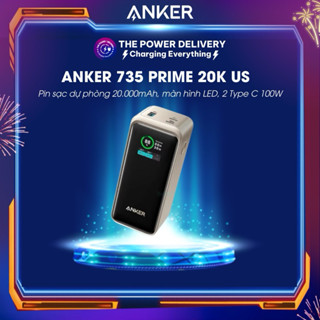 Pin sạc dự phòng Anker Prime 735 PowerCore 200W A1336, 20.000mAh, màn hình LED, 2 Type C 100W - Bảo hành 12 tháng