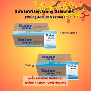 Sữa tươi tiệt trùng Dalat Milk bịch giấy 220ml