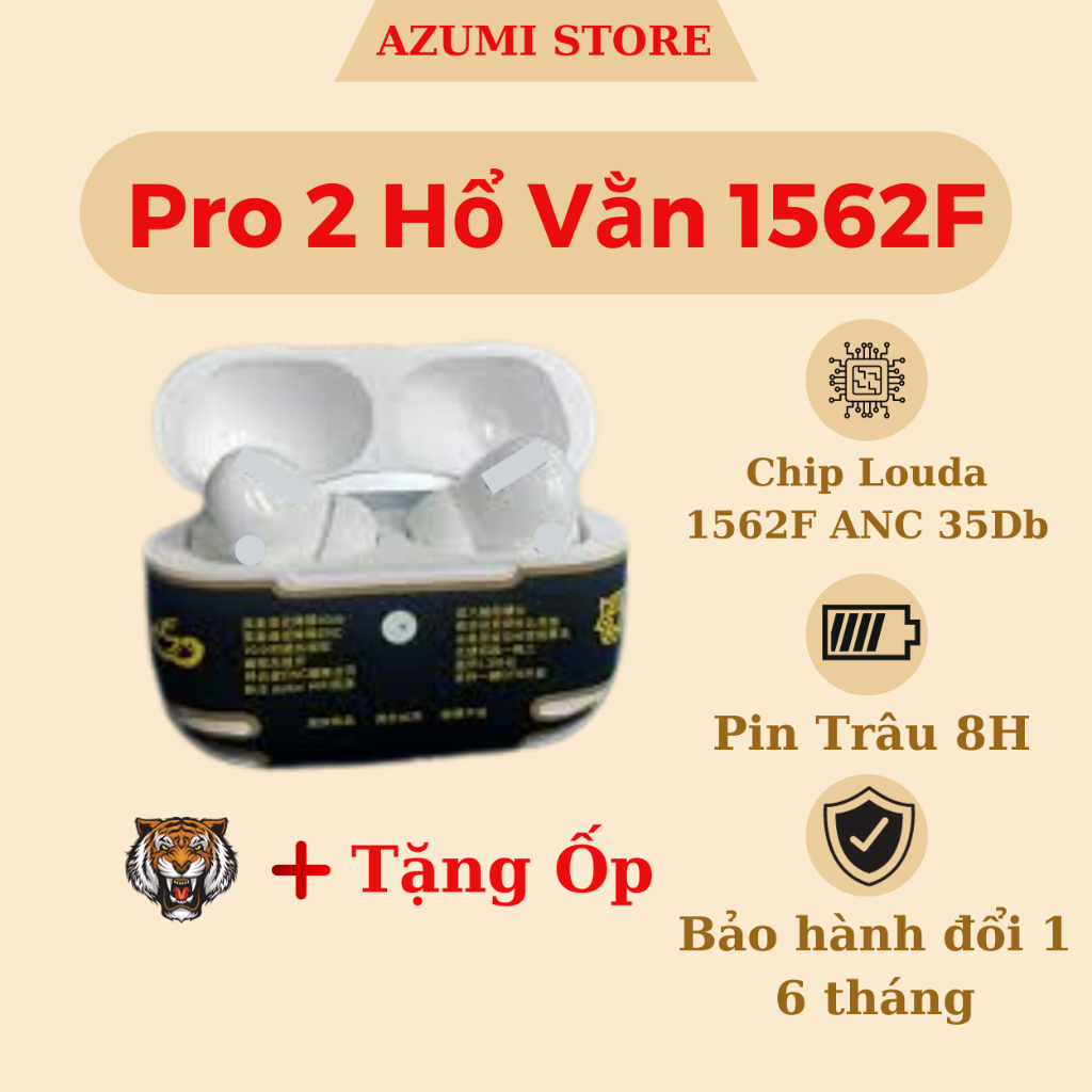 Tai Nghe Hổ Vằn Pro Gen 2 1562F ANC 35db hàng Loại 1 | Full tính năng- Bảo hành 6 Tháng