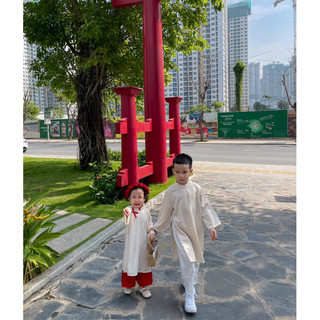 Áo dài lụa bé trai + quần thiết kế AN BÉBE