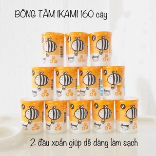 Bông tai , tăm bông Ikami 2 đầu xoắn GLD072 (160 que)