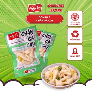 Combo 5 Chân Gà cay 80g Hey Yo ngâm ớt xanh thơm ngon hàng Việt Nam chất lượng