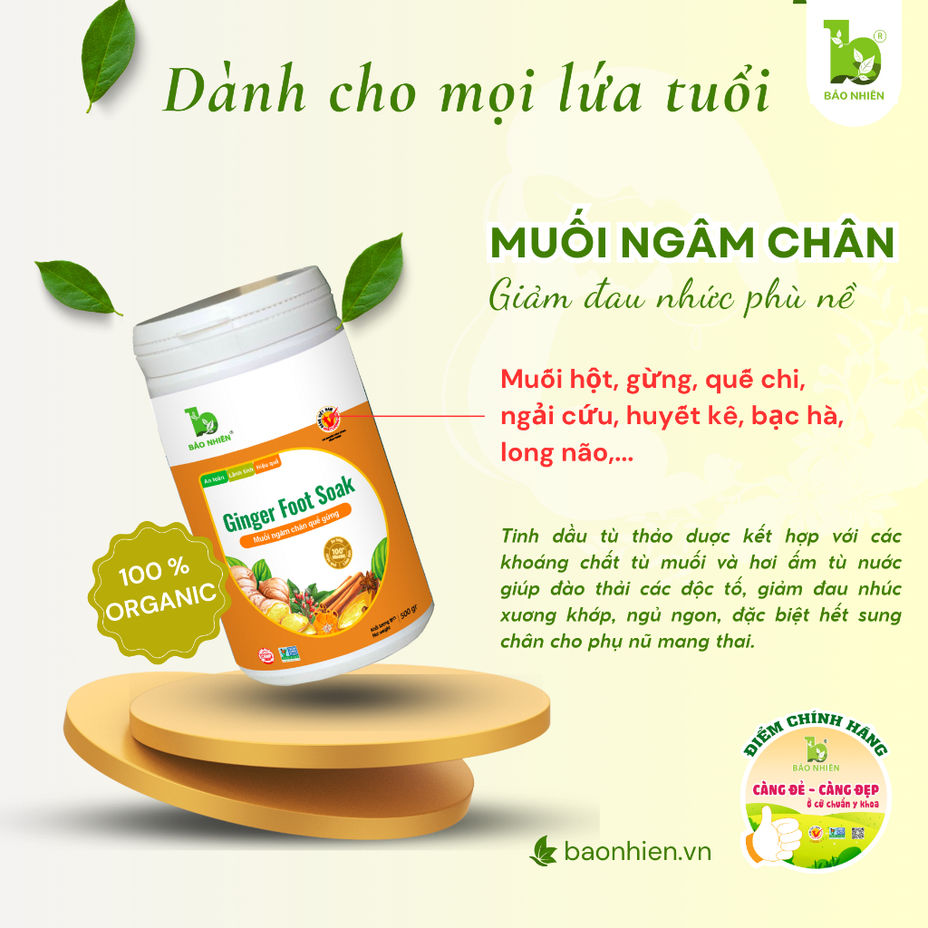 Muối ngâm chân Bảo Nhiên 500g giúp giảm đau xương khớp – An thần – Ngủ ngon