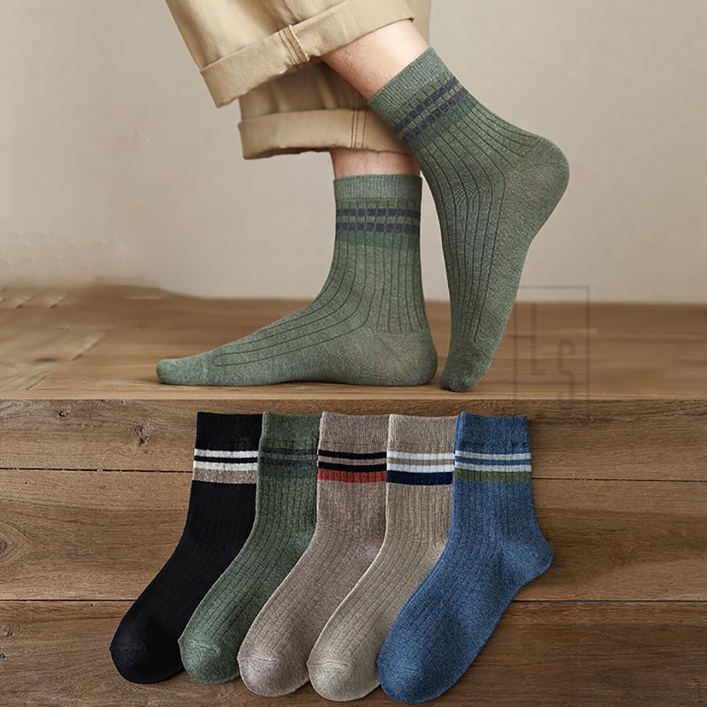 Tất Cổ Kẻ Sọc Phối Màu Vintage - Vớ Chất Mỏng Vintage Form Nhỏ