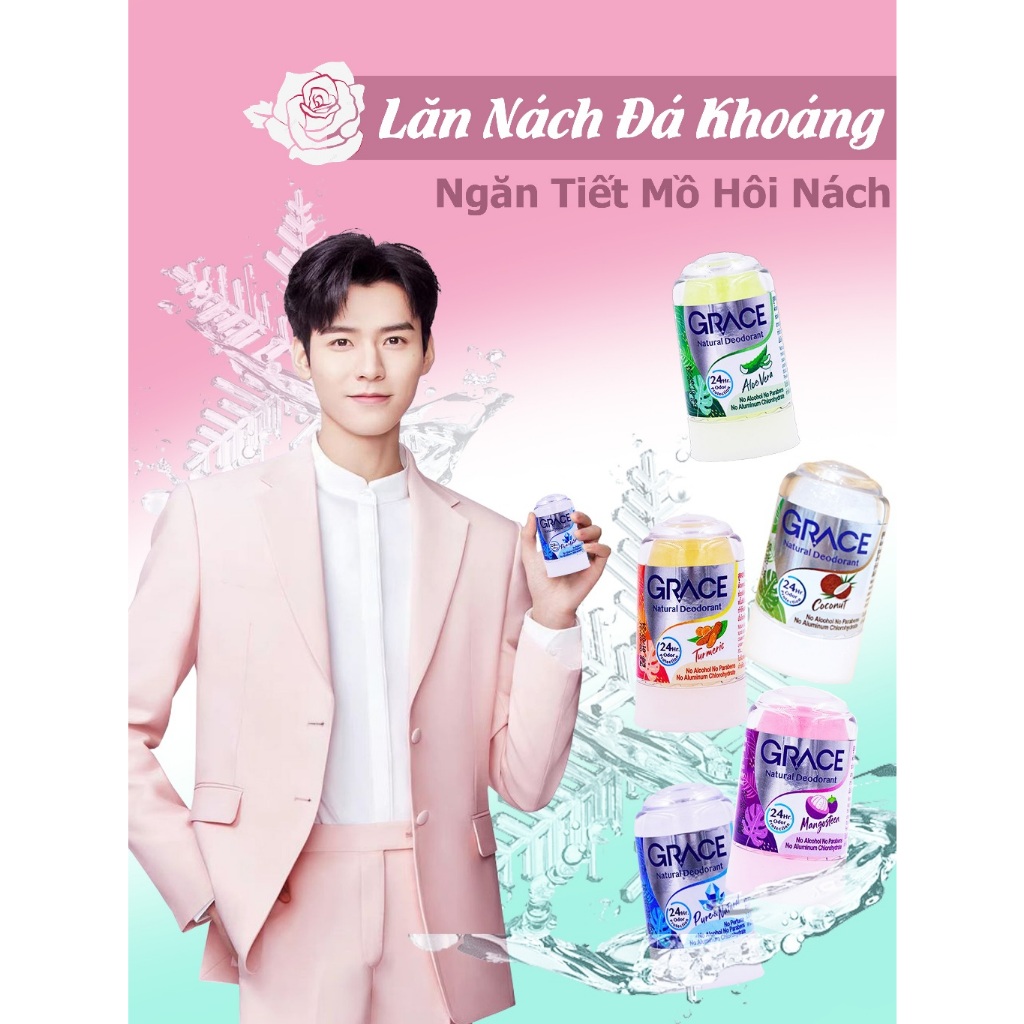 Lăn Nách Phèn Chua Thái Lan Tiện Lợi | Khử Mùi và Mồ Hôi Nhanh, Sáng Da, Giảm Thâm - Lăn khử mùi đá 