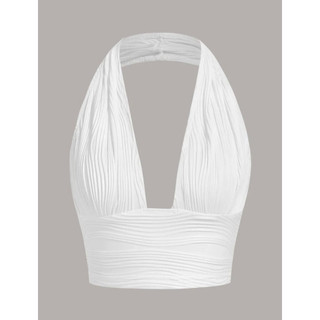 Áo crop top vòng cổ thời trang nữ