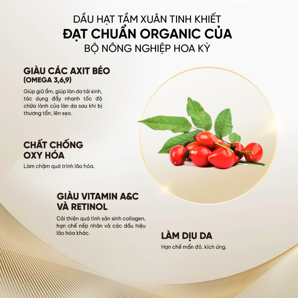 Dầu Hạt Tầm Xuân Hữu Cơ Rosehip Seed Oil PURA DOR Dưỡng Da, Giúp Mờ Thâm Sáng Da, Chống Lão Hoá 118ml