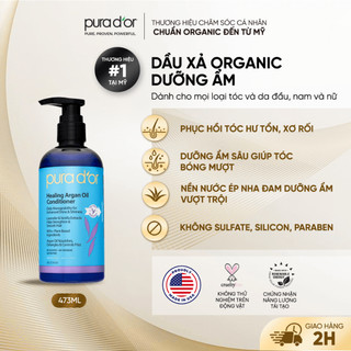 DẦU XẢ HỮU CƠ DƯỠNG TÓC MỀM MƯỢT PHỤC HỒI HƯ TỔN HEALING ARGAN OIL PURA DOR 473ML ORGANIC