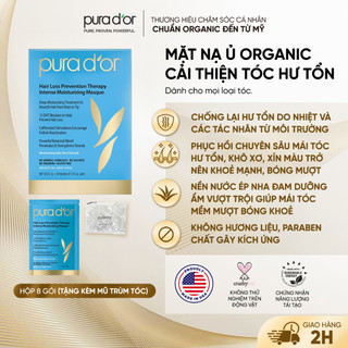 Mặt Nạ Ủ Tóc Organic Phục Hồi Dưỡng Ẩm Chuyên Sâu Cho Tóc Khô Xơ PURA DOR 1 Hộp 8 Gói x 35ml Tặng Kèm Ủ Tóc