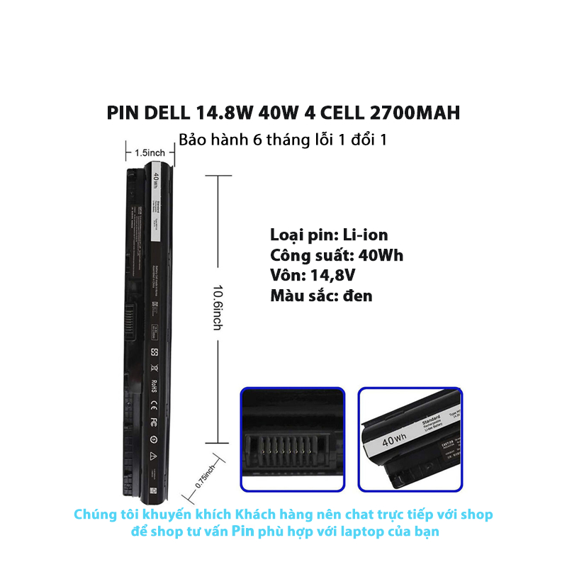 Pin laptop Dell 3558 3451 3452 3467 3468 5451 5458 5459 3551 3552 3555 3458 3459 5558 5559 3465 Vostro 3458 3558 3565