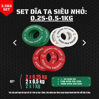3 cặp đĩa tạ micro 0.25-0.5-1kg 𝐕𝐏𝐆 - bộ tạ kim loại mini tập gym, powerlifting, cử tạ
