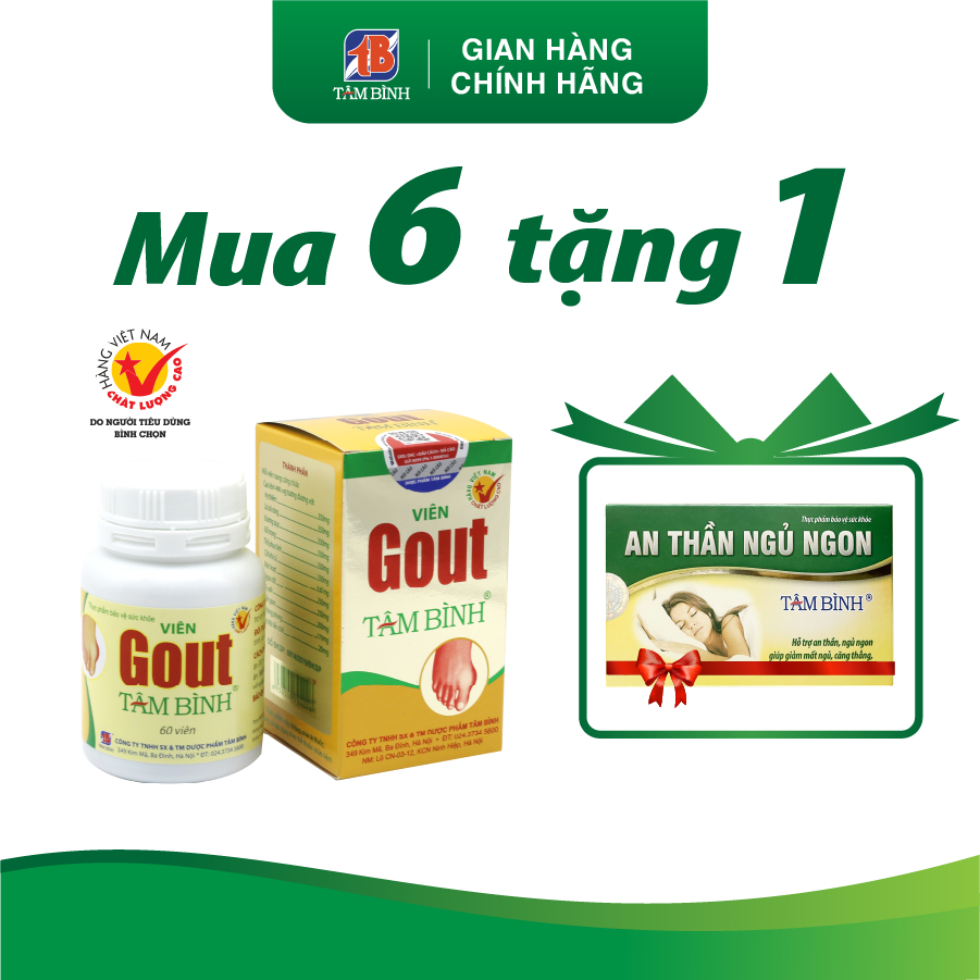 Combo 6 hộp Viên Gout Tâm Bình - Hỗ trợ đào thải axit uric, giảm đau do gout