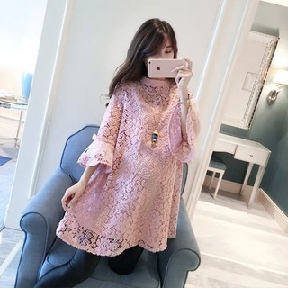 TL. đầm xòe hồng ren 2 lớp freesize dài 80cm