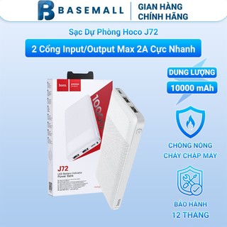 Sạc Dự Phòng J72 10.000mAh Hoco Chính Hãng 2 cổng Input/Output max 2A