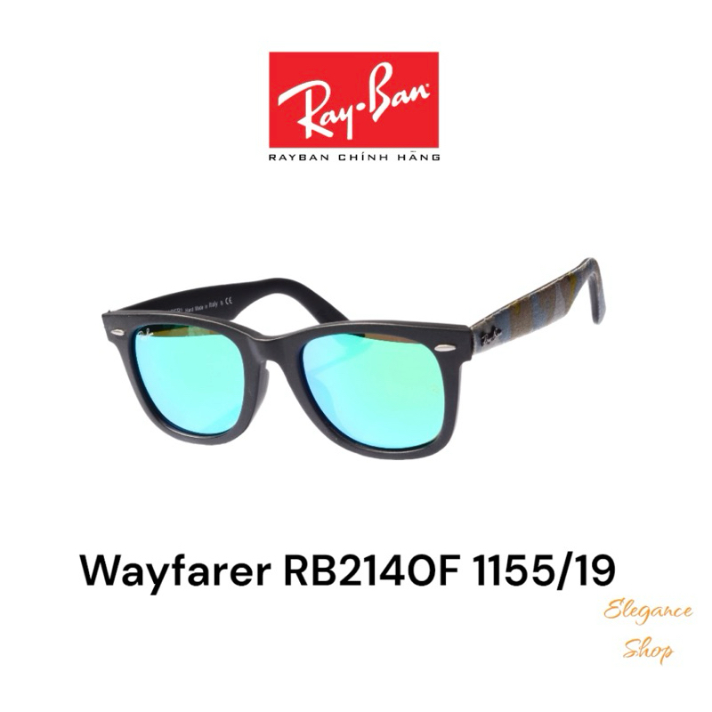 [Chính Hãng] Kính Mát RayBan Wayfarer Urban Camouflage RB2140F 1155/19 tráng gương xanh chống tia UV, Kính Râm RayBan