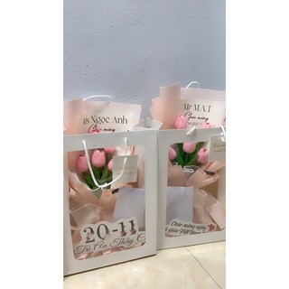 Túi giấy đựng hoa mặt kính sang trọng