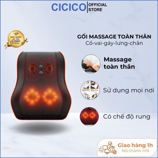 Gối massage hồng ngoại, gối mát xa cổ lưng vai gáy toàn thân đa năng cao cấp Sohi YQ-6 có rung bảo hành 12 tháng.
