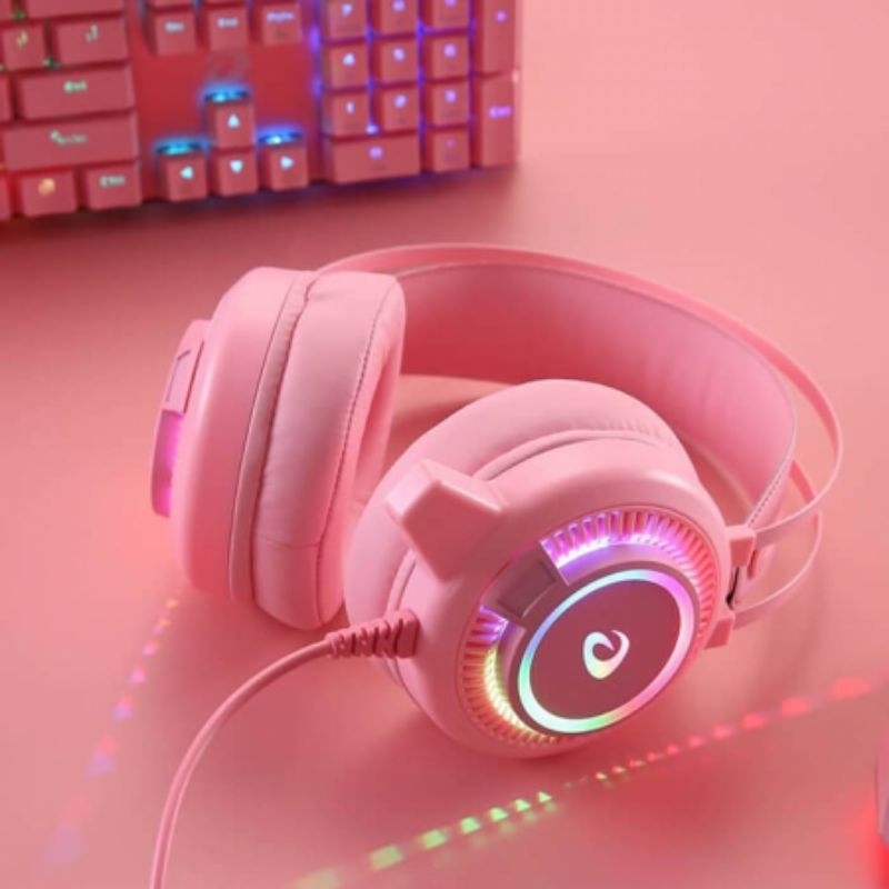 HEADPHONE GAMING JRS PINK LED 7.1