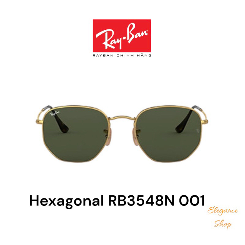 [Chính hãng] Kính Mát RayBan Hexagonal RB3548N 001 Green chống tia UV, Kính râm Nam Nữ RayBan ELEGANCE Shop