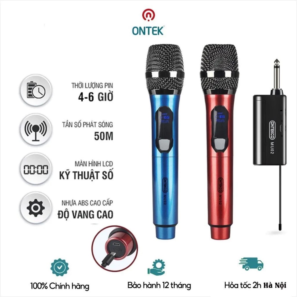 Bộ micro không dây cao cấp Ontekco MF333 UHF  chuyên dùng cho gia đình-hội trường
