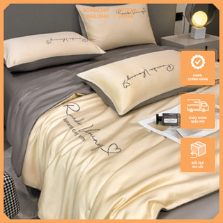 [FREESHIP]🐬🐬🐬Bộ chăn ga gối phi lụa Romantic city home chăn hè, chất liệu mềm mướt đơn sắc