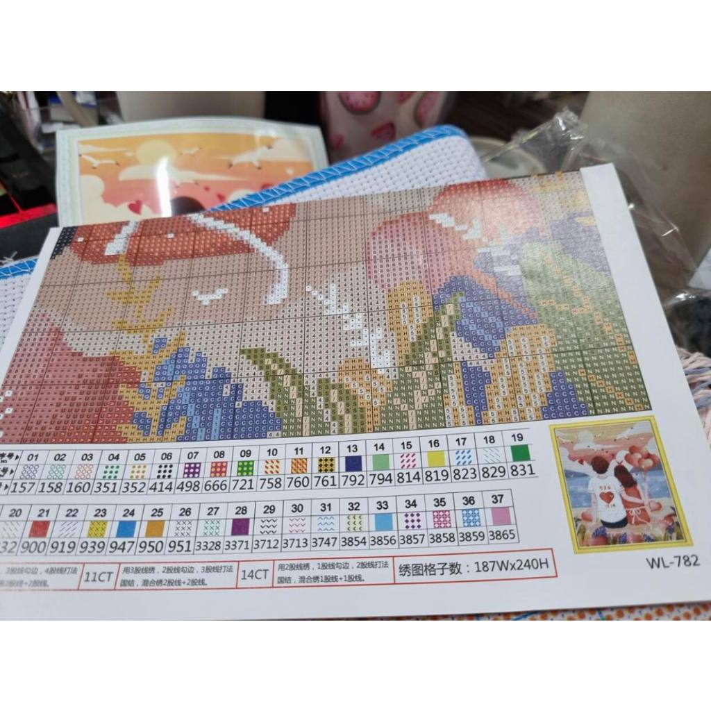 Tranh thêu kín Cô Gái, Tình yêu, hạnh phúc