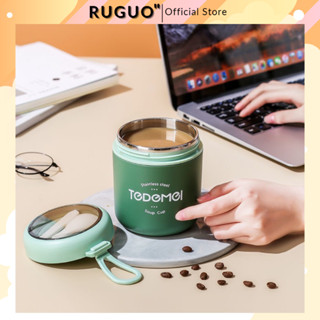 Bình ủ cháo, bình giữ nhiệt TEDEMEI xanh lá 530ml, 2 lớp, lõi inox 304, kèm muỗng siêu tiên lợi