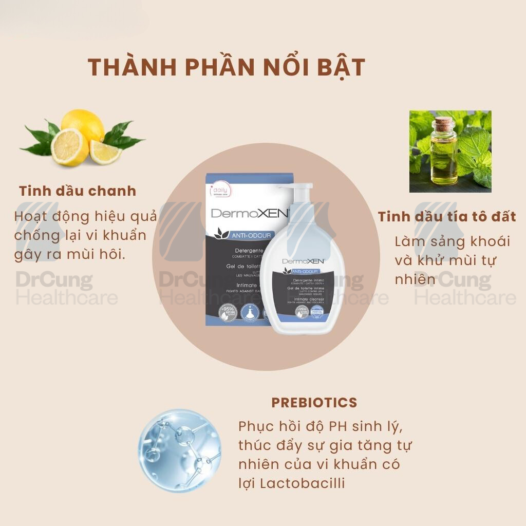 Bác Sĩ Cung Dung Dịch Vệ Sinh Dermoxen Anti Odour (Dermoxen Xanh) - Vệ Sinh Vùng Kín, Phòng Nấm Ngứa, Khô Rát (200Ml)
