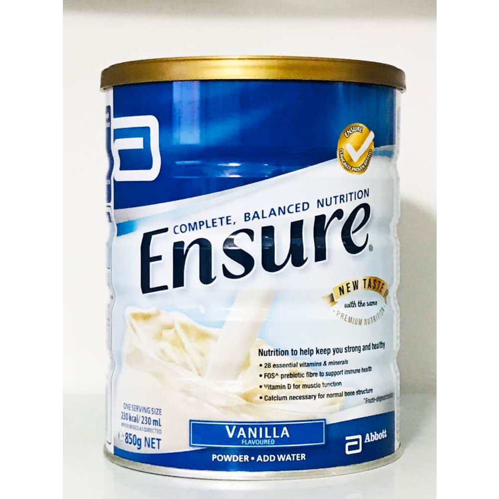 Sữa Ensure Úc Hộp 850g Hương Vanilla bổ sung vitamin, canxi cho người gầy, ốm, người già &amp; lớn tuổi
